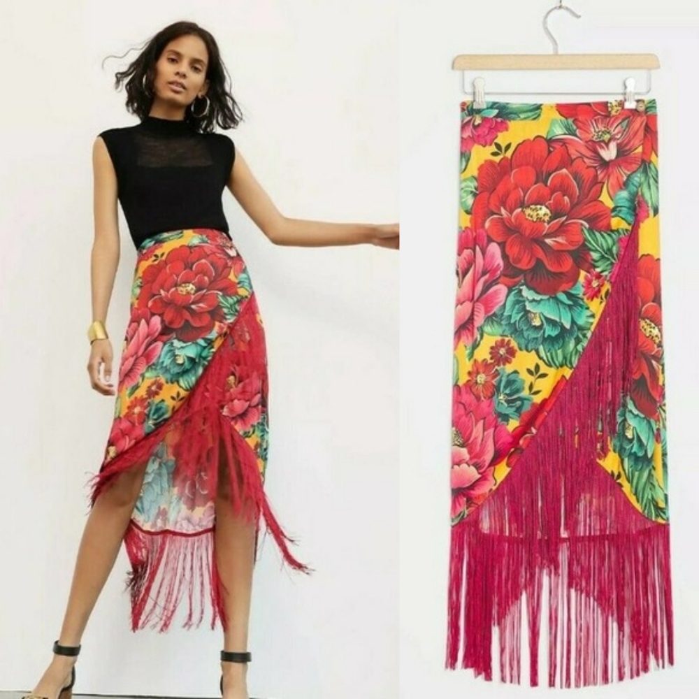 FARM RIO 🏵️ Benita Fringe Wrap Skirt
